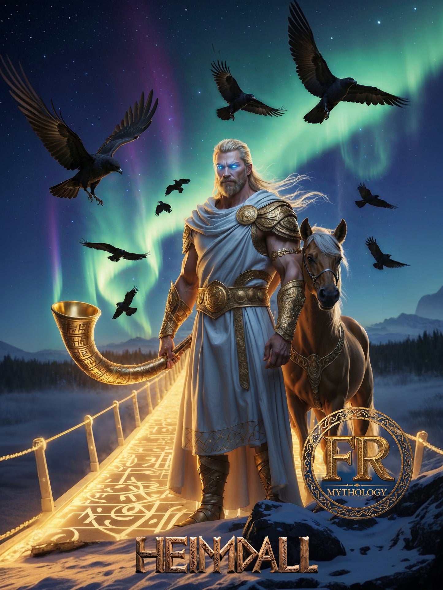 HEIMDALL T-Shirt - Guardian of Bifröst, the shimmering rainbow bridge that connects Midgard to Asgard - Norse Mythology