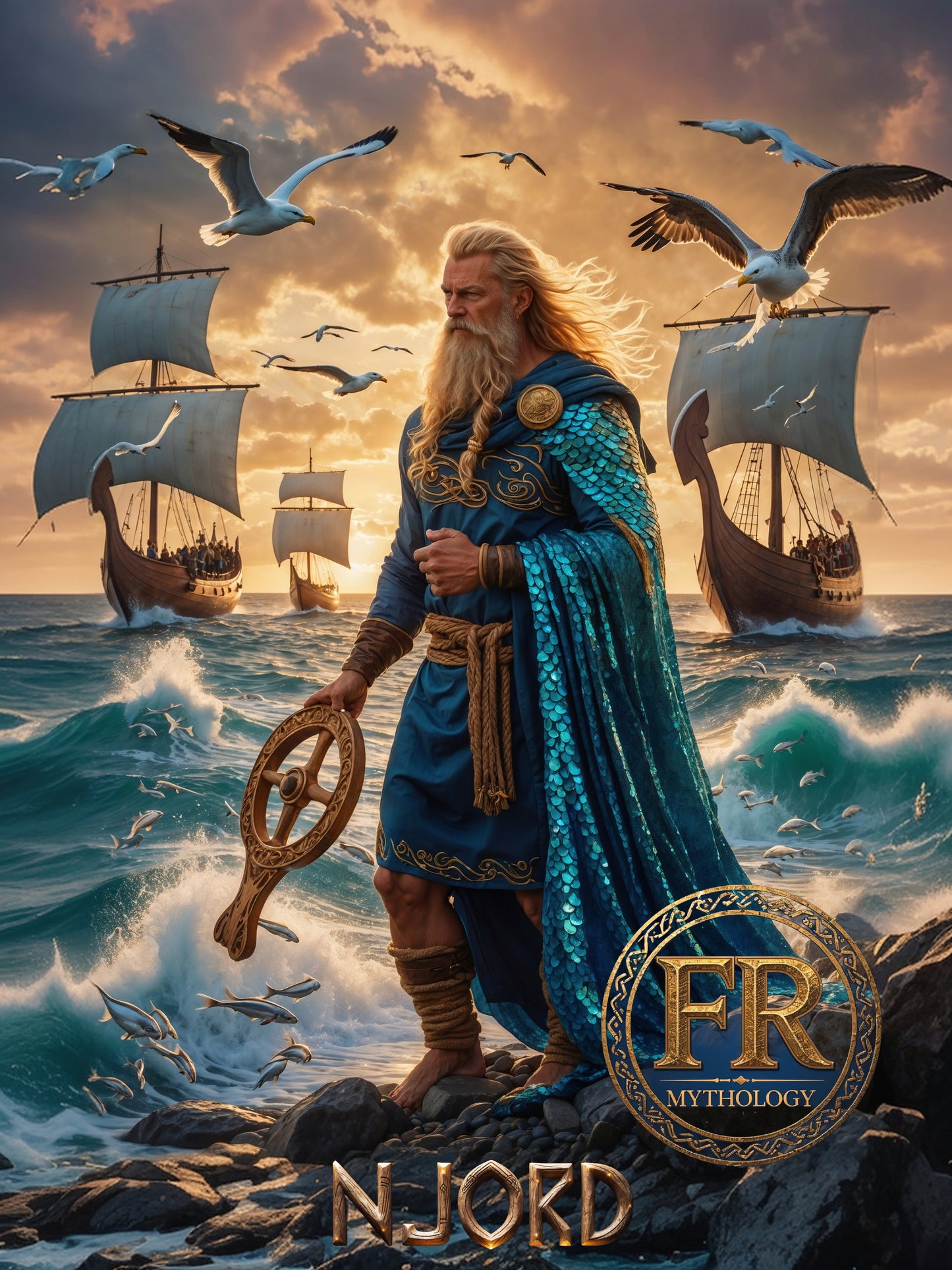 NJORD T-Shirt - Known as the god of the sea, wind, and wealth - Norse Mythology